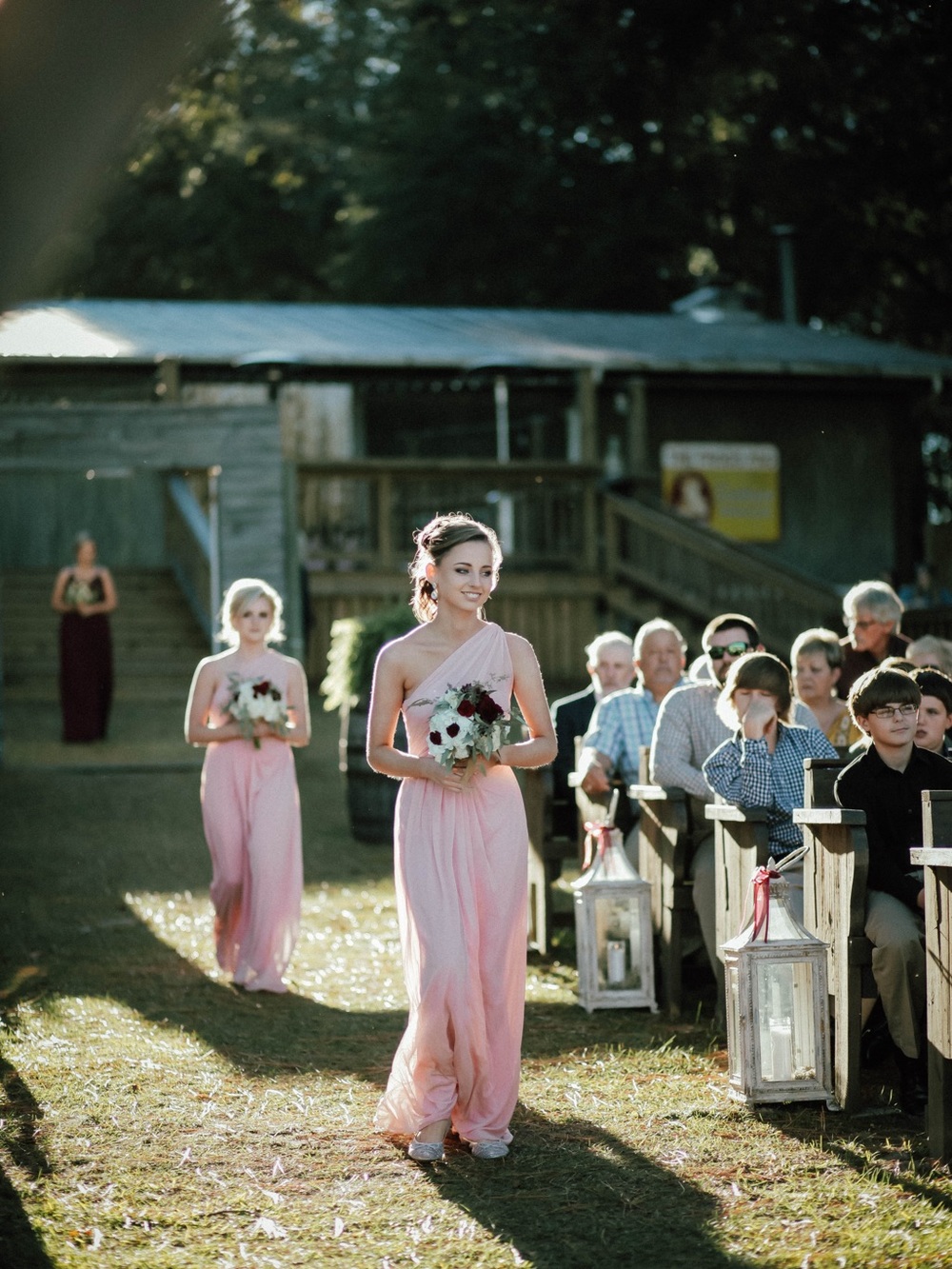 David’s Bridal One-Shoulder Pink Bridesmaid Dress